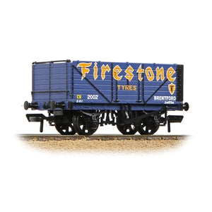 37-082B 7 Plank End Door Wagon Firestone Tyres Blue