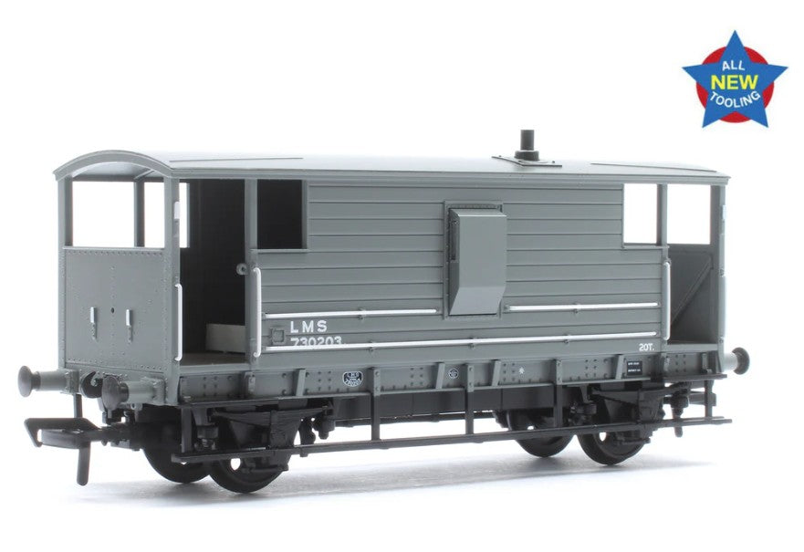 Bachmann 38-976 LMS 20T Brake Van LMS (LMS) Grey No. 730203