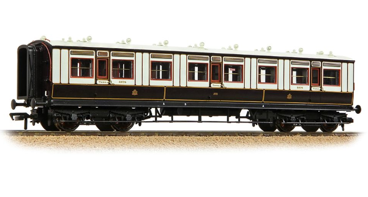 39-870A LNWR 50ft Arc Roof Third Corridor LNWR Dark Claret & White