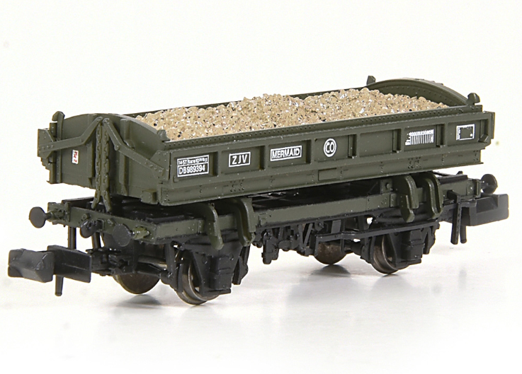 E87537 14T 'Mermaid' Side Tipping Ballast Wagon BR Departmental Olive Green (N Gauge)