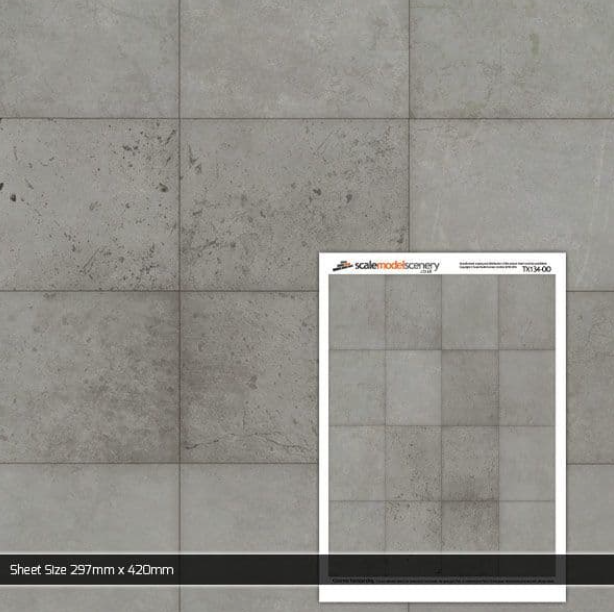 TX134 OO/HO Concrete Hardstanding Texture Paper (x5)