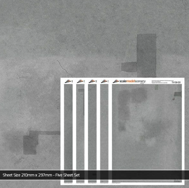 TX158 OO/HO Weathered Asphalt Texture Paper (x5)