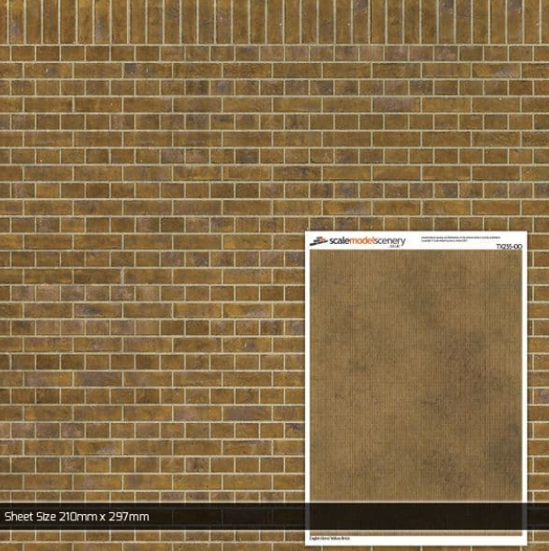 TX255 OO/HO English Bond Yellow Brick Texture Paper (x5)