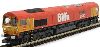GM2210102 Gaugemaster Class 66/7 66783 "The Flying Dustman" in Biffa red livery with GBRf branding