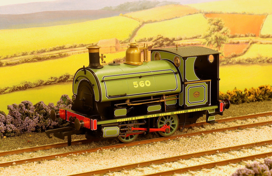 R3615 Hornby Class W4 Peckett 0-4-0ST 560 in Peckett works leaf green with builders lettering