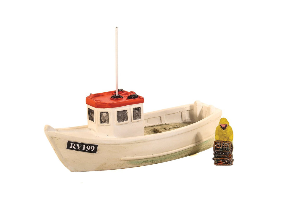Harburn Hamlet - OO Lobster Boat with Fisherman and Red Roof - QS400